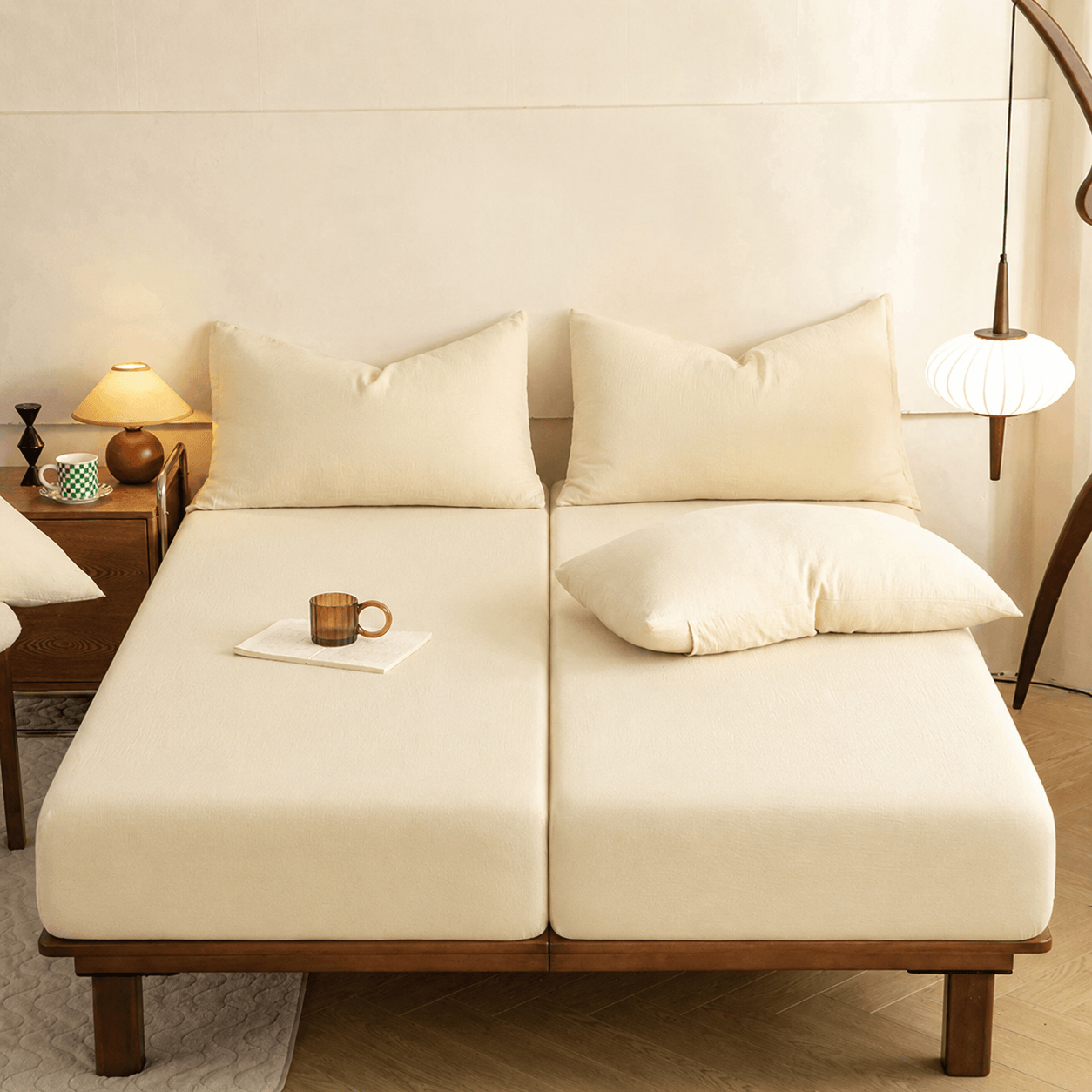 Cotton Muslin Split King Adjustable Sheet Set