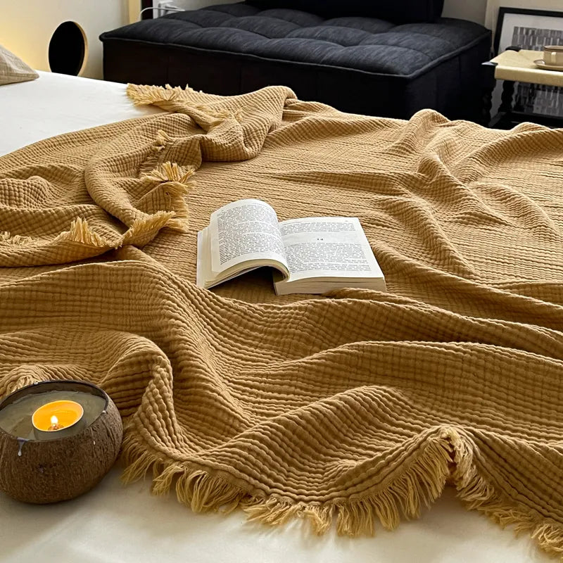 Cotton Muslin Bed Throw