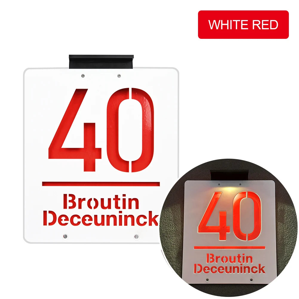 Personalised Modern Address Sign with Colourful Solar LED Light