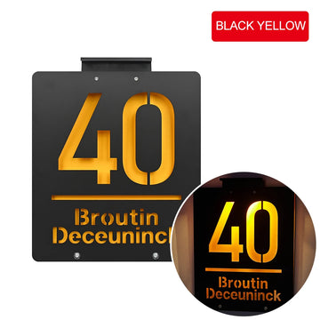 Personalised Modern Address Sign with Colourful Solar LED Light