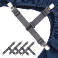 Anti-slip bed sheet fasteners with nickel-plated clips, heavy-duty design for secure bedding, easy setup without tools.