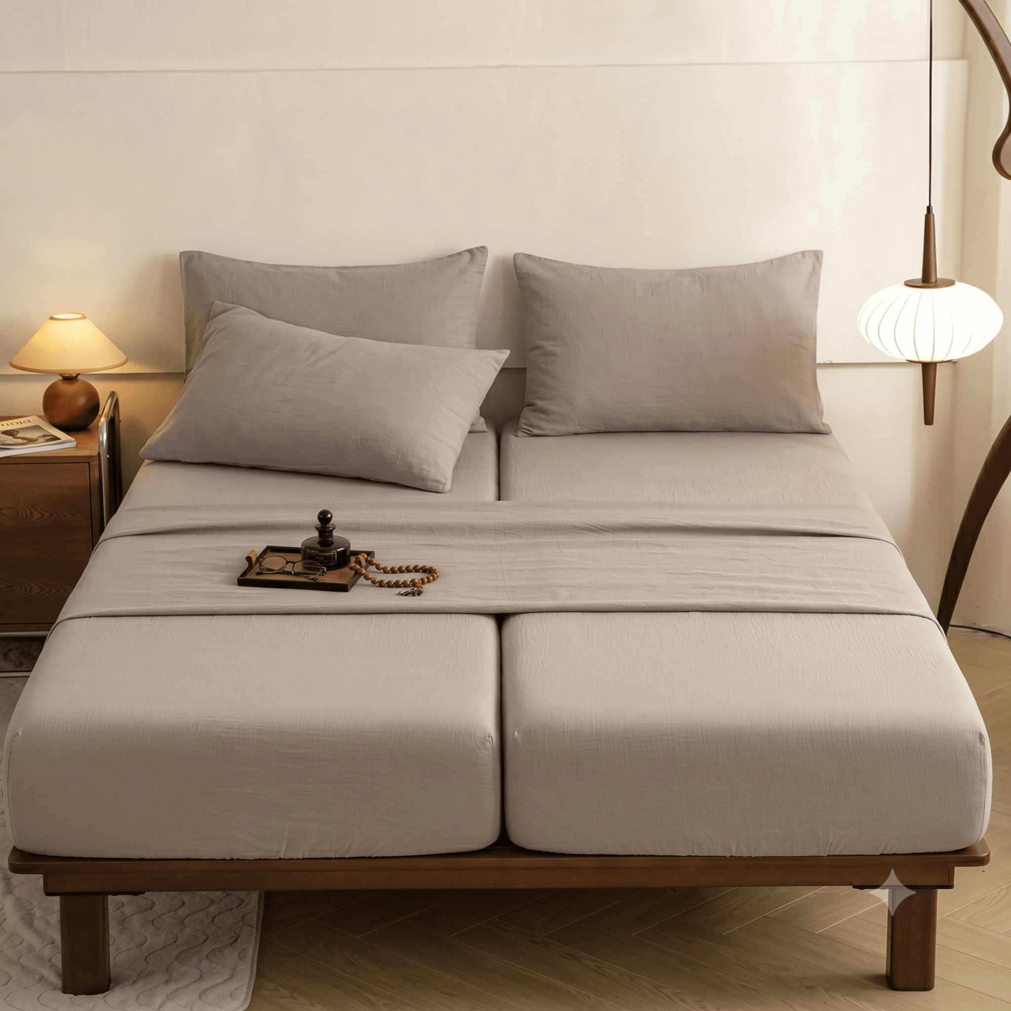 Cotton Muslin Split King Adjustable Sheet Set