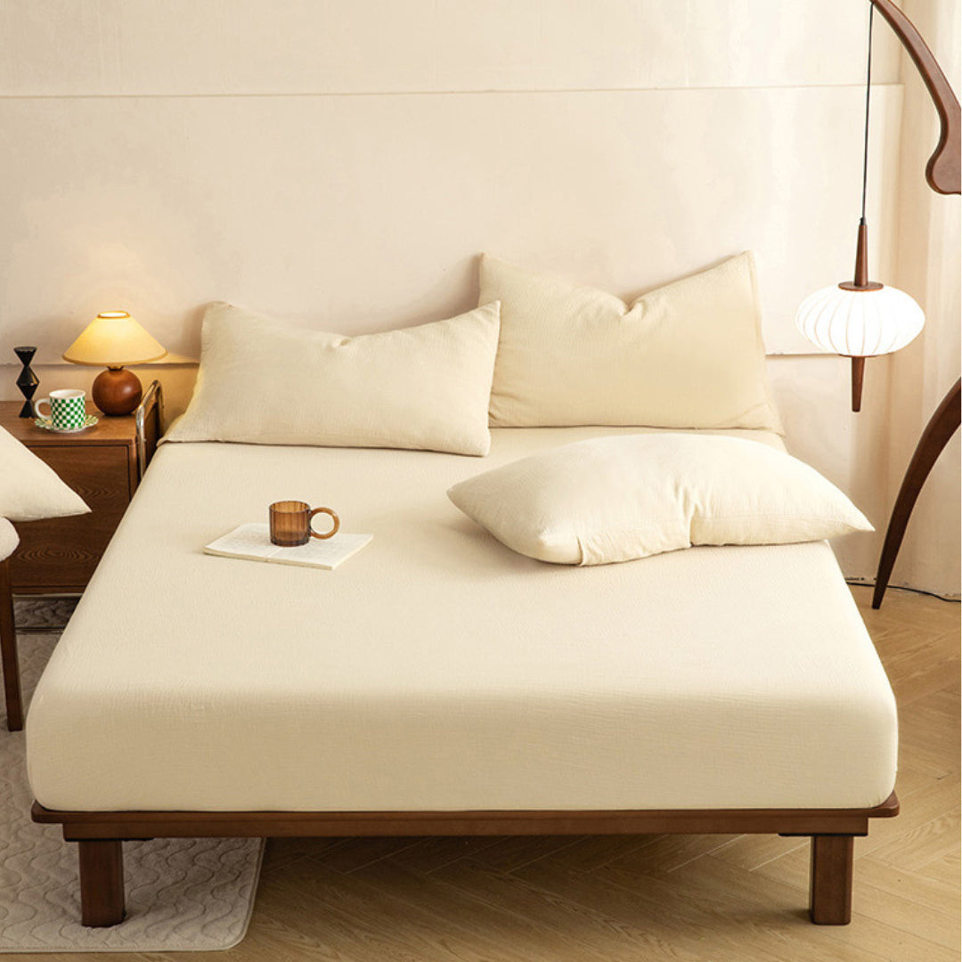 Cream-fitted sheet