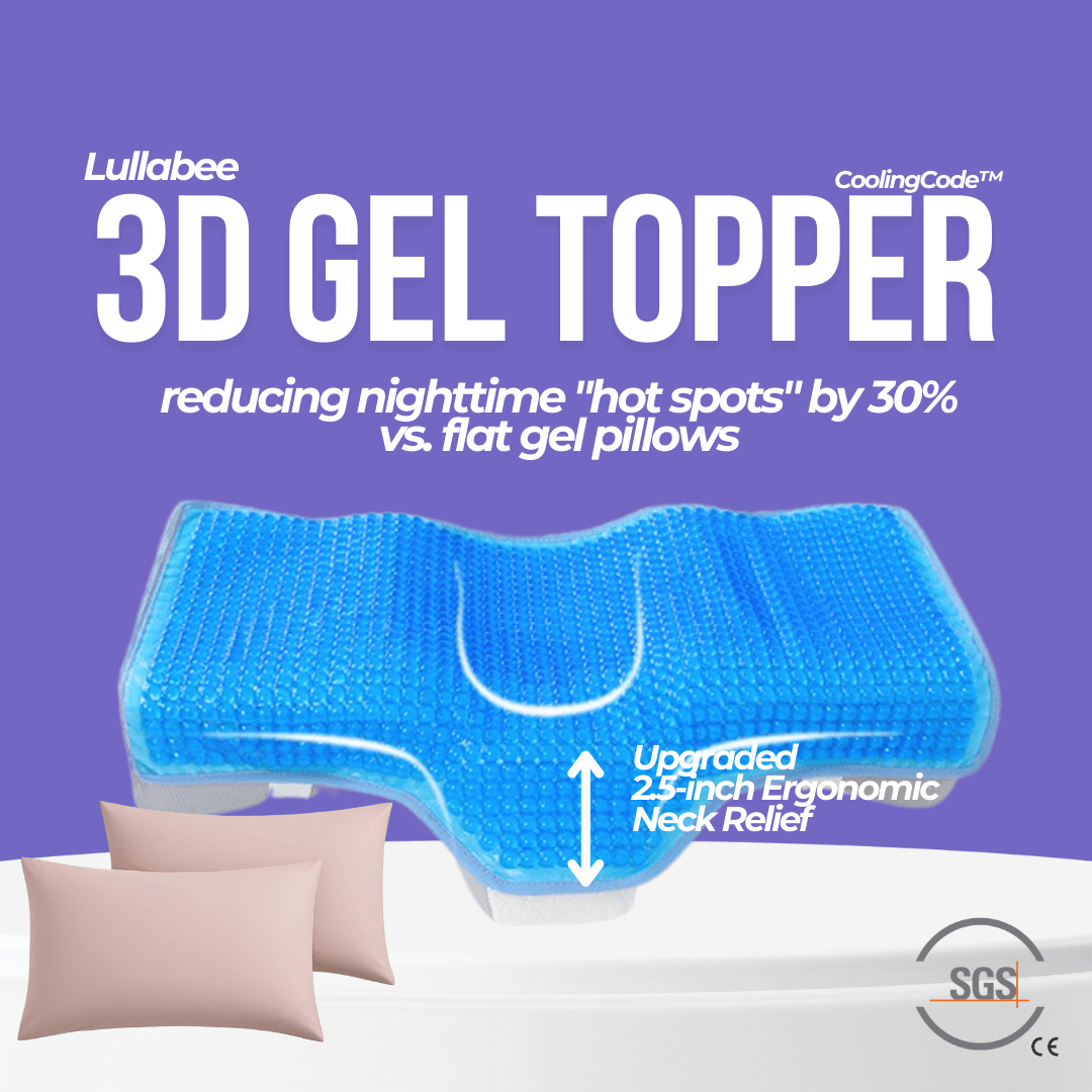 CoolingCode™ 3D Gel Topper featuring ergonomic neck relief and heat dissipation for improved sleep comfort.